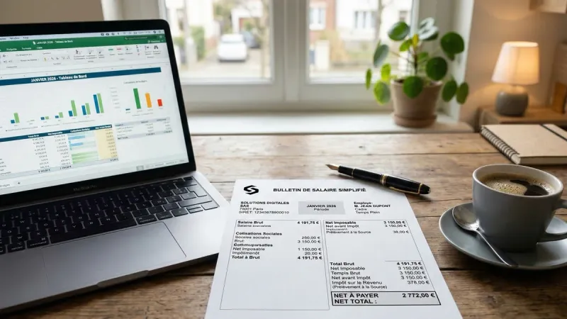 Bulletin de salaire et environnement de travail illustrant la rémunération dans la petite enfance.