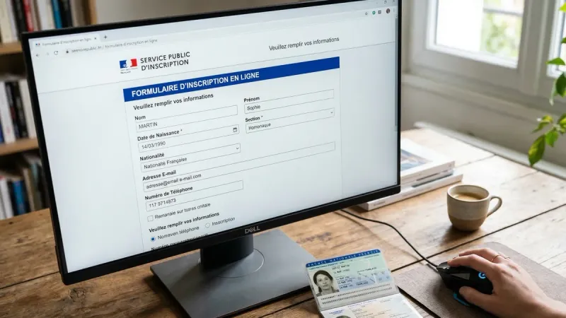 Démarches d'inscription en ligne à l'examen du CAP AEPE sur le portail de l'académie.