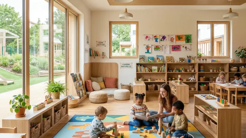 Stagiaire en immersion pratique au sein d'une structure d'accueil de la petite enfance.